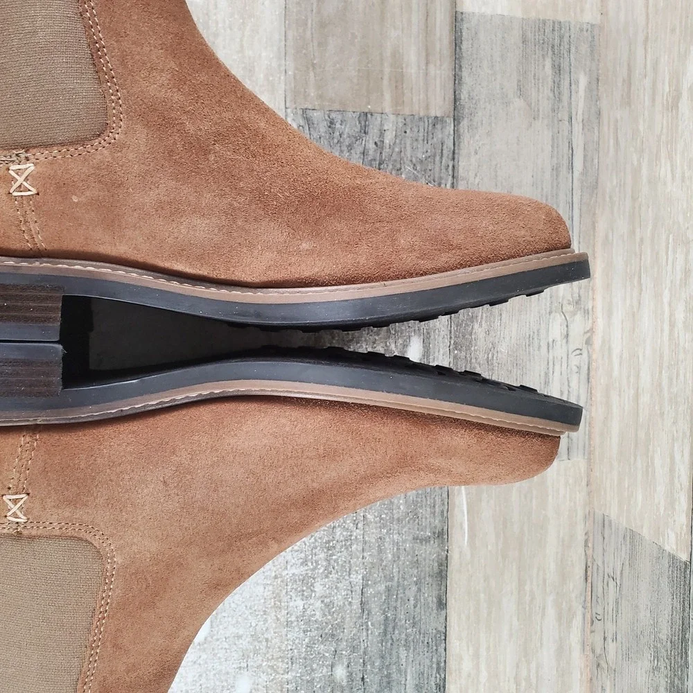 Crown Vintage Lanbart Men Ankle Chelsea Boots Sz 8 M Brown Suede Leather Pull On
